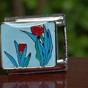 Italian‎ Charm Bracelet Flower Link Charm Stainless Steel